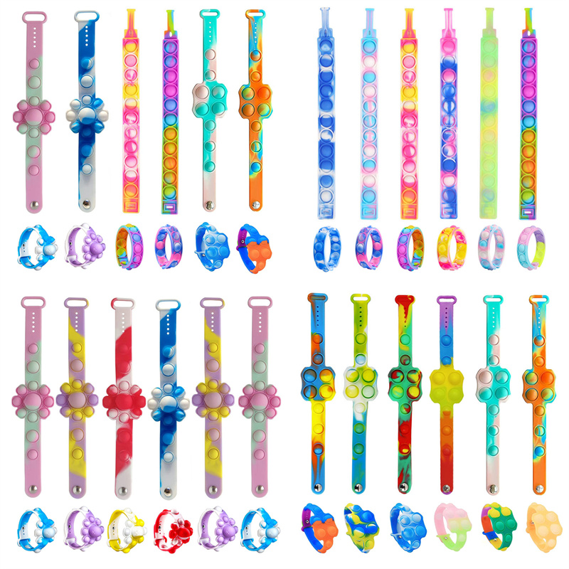 Силиконовый браслет для аутизма, СДВГ, детский ручной Спиннер для пальцев, фиджет-игрушка с простым затемнением, игрушка для снятия стресса с пузырьками