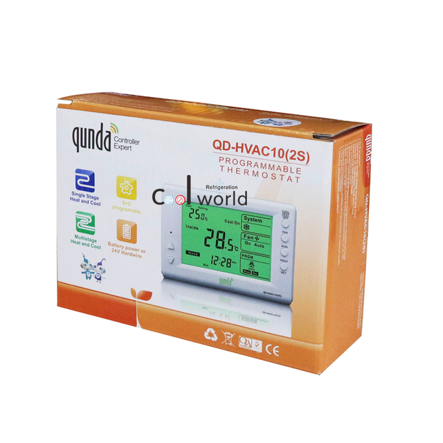 QD-HVAC10(2S) 2 Stage Digital Programmable Thermostat Air Conditioner Temperature Controller