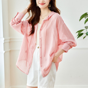 <span class=keywords><strong>Haut</strong></span> ample à capuche et manches longues style décontracté, anti-UV, pour femme, nouvelle collection printemps 2026 - Product Image 1