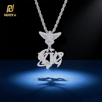 Colgante NUOYA personalizado de plata de ley 925 con moissanita, diseño de águila y letra Tierra, pasa la prueba del diamante, joyería hip hop, regalo para hombres