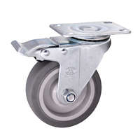 Rueda Giratoria de TPR de 4 Pulgadas para Trabajo Mediano, Gris, con Freno, Ruedas Fijas y Rígidas para Muebles, Compatible con OEM
