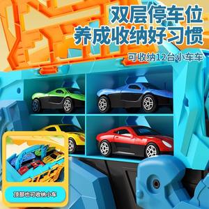 Le <span class=keywords><strong>camion</strong></span> de dinosaure se transforme en piste de course Triceratops avec 6 pièces de jouet de piste de dinosaure de transporteur de voitures en métal - Product Image 5