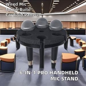 Support de microphone portable professionnel OEM en métal pour 6 micros, support de microphone présidentiel avec bonnette anti-vent en mousse - Product Image 6