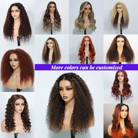 Perruque Lace Front Ondulée 3D Ombrée Blond Miel Racines Foncées, 100% Cheveux Humains, Sans Colle, Lace Transparente Colorée