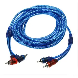 2-2 fabricants de câbles RCA, amplificateur Audio de voiture bleu, câble audio de voiture modifié, câble Audio 0.5 1 2 3 4 4.5 5 8 10 mètres