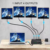 Divisor HDMI Mindpure 4K 1 Entrada 4 Salidas, Amplificador de Distribución 1x4, Duplicador con Alimentación, Pantalla Espejo, Múltiples Pantallas para Monitor PS5