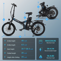 Vente en gros, livraison rapide, VARUN 20 pouces, vélo électrique pliable portable, 500W, autonomie de 60 km, 32 km/h, cadre en acier, promenades du week-end, couples, entrepôt américain