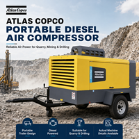 Compresseur d'air à vis portable diesel Atlas Copco XAHS450 12 bars 441 CFM 13m3/min pour l'exploitation minière, le forage et la construction