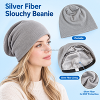 Bonnet d'hiver en tricot gaufré doublé de fibres argentées, style décontracté, avec revers plié, chaud et confortable, idéal pour le froid - Vente en gros