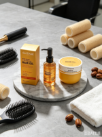 Ensemble de soins capillaires 2-en-1 : Masque réparateur nourrissant et hydratant anti-pelliculaire à l'huile d'argan bio du Maroc, marque distributeur