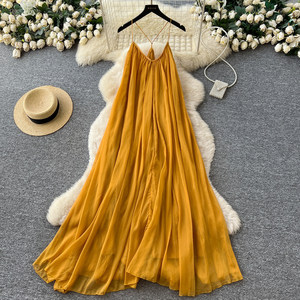 STOCK Two Colors V-NECK Women <strong>Summer</strong> <strong>Dress</strong> Sleeveless Beach <strong>Boho</strong> Maxi <strong>Dress</strong> With Lining S-L - Product Image 1