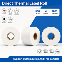 Etiquetas de Envío Térmicas Directas Reciclables de 4x6, Autoadhesivas, Resistentes al Agua, Rollo de Etiquetas con Código de Barras para Impresora Térmica DYMO