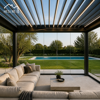 Pergola bioclimatique motorisée en aluminium à lames orientables, imperméable, pour jardin, patio et cour arrière
