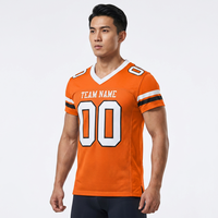 Set Jersey Sepak Bola Amerika Kustom Bernapas dengan Kerah V, Seragam Tim OEM, Jersey Olahraga Sublimasi untuk Pria dan Remaja