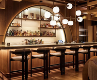 Comptoir de bar moderne et luxueux pour hôtel commercial et centre commercial avec éclairage LED, design de surface solide pour boîte de nuit