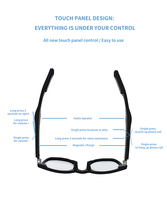 Tech Control BT Connectivity Lunettes de soleil audio intelligentes sans fil Lunettes à lentilles polarisées portables à la mode avec microphone