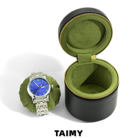 Boîtes à montres en cuir PU, étui de rangement portable pour montres, logo personnalisé, boîtes à montres rondes pour bijoux, boîtes cadeaux pour hommes et femmes, emballage de montres