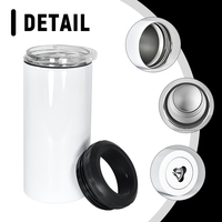 Vente en gros de porte-bière rond en acier inoxydable à double paroi isolé 4 en 1, 16 oz, sublimation vierge, refroidisseur de canettes avec ouvre-bouteille