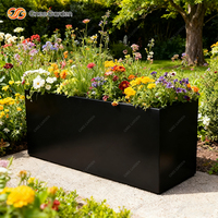 Maceta Cuadrada Moderna de Metal Galvanizado Gnee GN-PR-1016-RTS Negra, con Recubrimiento en Polvo, para Interiores/Exteriores, para Flores de Sala de Estar