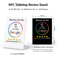 Panneau de table NFC sans contact pour avis Google, grand support en acrylique avec fonction Tap to Rate pour salons, magasins, cafés, réceptions