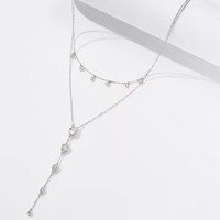 Bijoux fins Accessoire de collier à 2 couches à la mode et de haute qualité, collier pendentif en zircon ovale rond en argent sterling 925