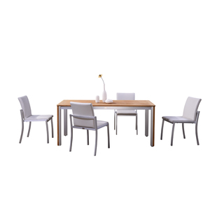 Comercial de lujo patio de aluminio de los muebles de mesa de <span class=keywords><strong>comedor</strong></span> al aire libre y sillas con madera de <span class=keywords><strong>teca</strong></span> - Product Image 4