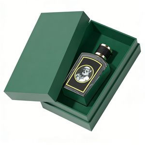 Boîte cadeau rectangulaire de luxe personnalisée rouge et verte en carton rigide étanche avec logo doré en relief, fermeture magnétique et insert en éponge pour - Product Image 5