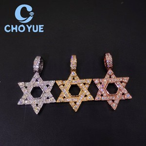 Colgante de Plata de Ley 925 Personalizado de Fábrica con Estrella de la Suerte y Moissanita para Hombre, Corte Redondo, Estilo Hip Hop, Pasa el Test de Diamantes GRA - Product Image 4