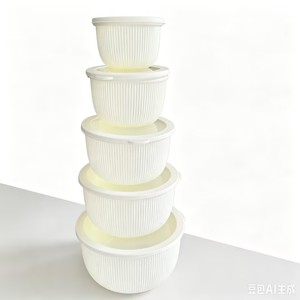 Ensemble de boîtes de conservation alimentaire rondes en plastique, profondes, avec couvercles, pour réfrigérateur, pique-nique, gâteaux - Product Image 3