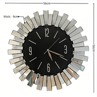 Horloge murale de luxe en verre miroir, design squelette moderne, mouvement silencieux à quartz, grande horloge décorative pour salon et maison