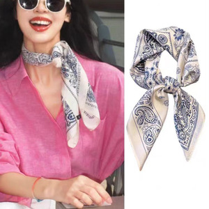 Vintage Paisley <b>Chiffon</b> Silk Square <b>Scarf</b> Luxury Women Neckwear Trendy Waist <b>Scarf</b> Belt Wholesale - Product Image 2