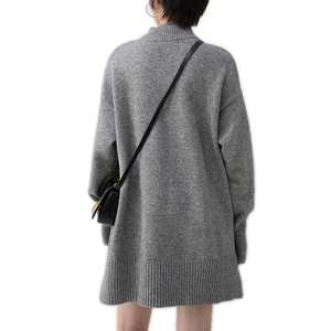 Custom Women 2023 autunno Casual dolcevita manica a pipistrello Slouchy Oversize a coste <span class=keywords><strong>maglia</strong></span> tunica maglioni Pullover - Product Image 3