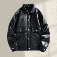 Veste en cuir à col rabattu pour homme personnalisée, tendance automne-hiver, veste bomber simple, grande taille, coupe-vent, veste de moto