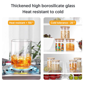 Cylinder Sealed Air Tight Kitchen <b>Glass</b> Spice Jar <b>Container</b> With Bamboo Lid for Storage - Product Image 4