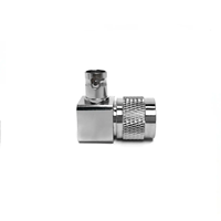 Adaptor Koaksial RF Sudut Kanan BNC Q9 Female ke Tipe N Male 90 derajat Konektor Siku untuk Peralatan Uji Antena