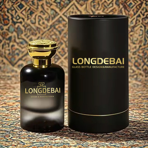 Bouteille de parfum cylindrique en verre vide en gros, fond épais à sertir, 30ml 50ml 100ml, flacon de parfum rond dégradé noir avec boîte - Product Image 4