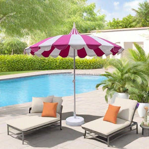 Paraguas de pagoda de poste de acero inoxidable de 8,5 pies, paraguas de playa de costilla de fibra de vidrio para <span class=keywords><strong>Patio</strong></span>, paraguas de pagoda rojo y blanco - Product Image 1