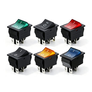 สวิตช์โยก KCD4 เปิด-ปิด พร้อมไฟ LED 4 16A 250V 220V T85 20A 125V ขนาดเล็ก 6 ขา 4 ขา สำหรับหลอดไฟ 2 ตำแหน่ง 110V-220 230V - Product Image 1