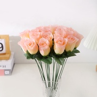 Fleur artificielle bourgeon de rose en tissu de soie semi-fait main pour décoration de mariage, de maison, de chantier, ou comme accessoire de photographie à tige unique