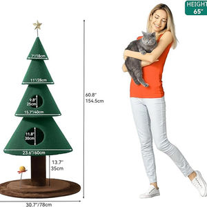 Fabricant de tour d'arbre de Noël en peluche verte de luxe personnalisée pour gros chat Maison durable pour <span class=keywords><strong>animaux</strong></span> de compagnie Matériau en bois de sisal pour <span class=keywords><strong>animaux</strong></span> - Product Image 6