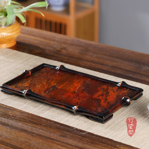 Bamboo Rock <b>Tea</b> Tray Lacquered Flat Traditional Chinese Style Non Slip <b>Tea</b> Serving Stand For <b>Tea</b> <b>Set</b> Storage - Product Image 2