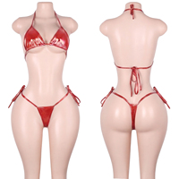 Ensembles de tenues de soirée pour adultes, danseuses et serveuses de boîte de nuit, comprenant des bikinis deux pièces et des soutiens-gorge string en cuir effet mouillé réfléchissant avec détails métalliques ajourés