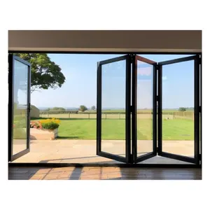 HAIPAI Aluminium   Tempered Glass Bi-Fold Patio Door Outdoor Vertical Sliding Folding Design with Elegant Bifold Style