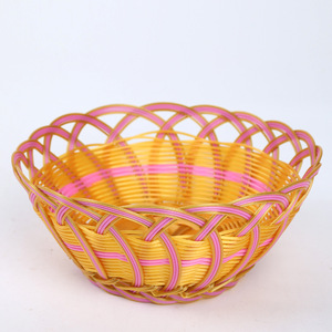 Woven Rattan Style Bread <b>Basket</b> Red Yellow Handmade Serving <b>Tray</b> For Fruit Vegetable Storage - Product Image 2