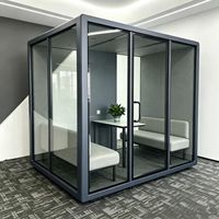 Cabine insonorisée mobile moderne pour bureau, avec porte en verre et structure en aluminium, pour diffusion en direct en extérieur, réduction acoustique du bruit STC30dB