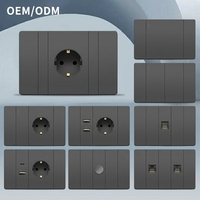 Prise murale standard européenne avec ports USB Type-C, panneau de prises allemandes standard européennes, interrupteur de type allemand DIY