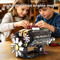 Set de Construcción de Bloques de Plástico Eléctricos MOC: Modelo de Motor V8 Clásico con Válvulas, Juguete de Coches, Rompecabezas, Regalo Científico para Fiestas, Adorno