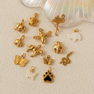 En stock, Collier pendentif DIY en acier inoxydable <span class=keywords><strong>3</strong></span> mm, chaîne à maillons basiques, série animale, style breloque, plaqué <span class=keywords><strong>or</strong></span> 18K par placage sous vide - Product Image 2