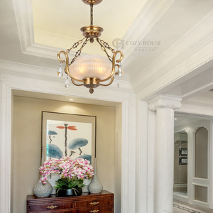 Sang trọng đồng đèn trần, Kính Chụp đèn, phòng ngủ thiết bị chiếu sáng, cửa ra vào, hành lang Đèn trần - Product Image 2