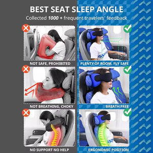 <strong>Travel</strong> Neck <strong>Pillow</strong> Knitted Technique Lightweight Blindfold Fixed Head for Aircraft Use <strong>Easy</strong> to Carry Prevents Head Tilt - Product Image 6